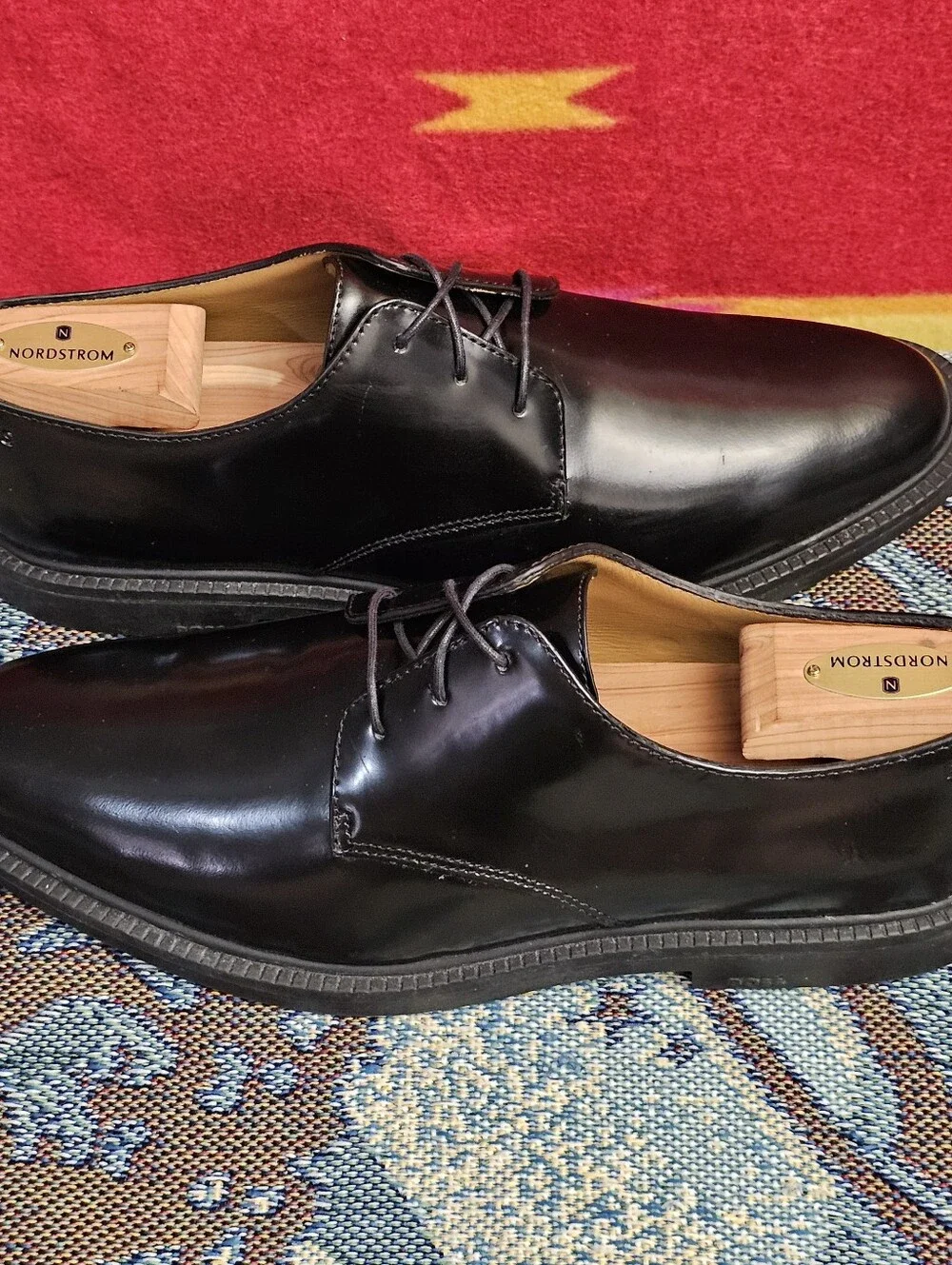 BOSS Larry Smooth Leather Derby Shoes Mens EU 44 US 11 Oxford Dress Black Lace